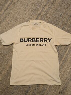 Burberry London England Logo T-Shirt White Cotton Short Sleeve Mens Size S